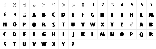Russell-ORBNumbers Regular  glyph index