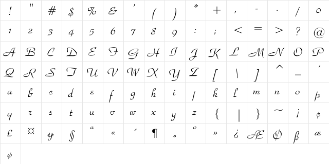 Park-Avenue-Ro Regular  glyph index