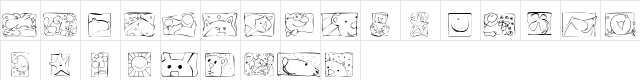 KR Scrappin Squares Regular  glyph index