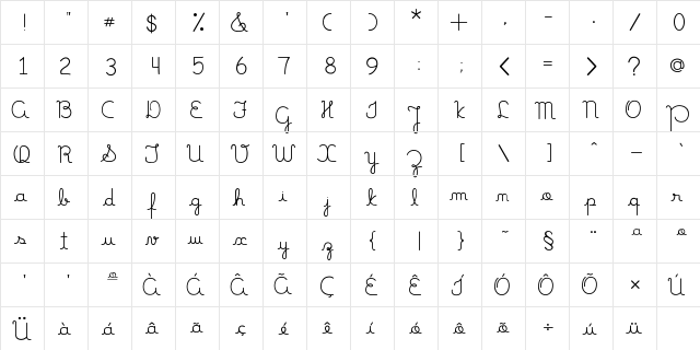 MamaeQueNosFaz Regular  glyph index