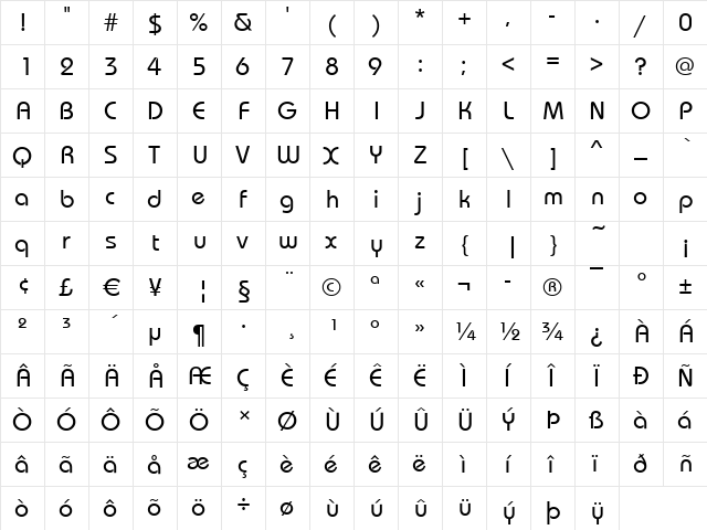 Dessau-Medium Regular  glyph index