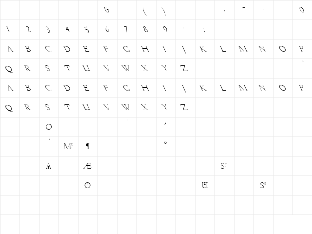 Lichtner Leftie Regular  glyph index
