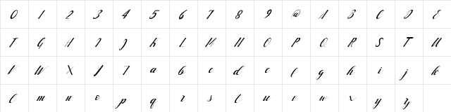 handlove Regular  glyph index
