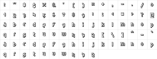 Humanoid straight Regular  glyph index