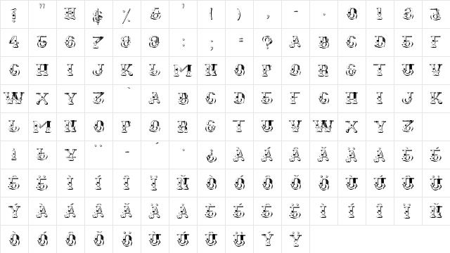 Fugitiva Regular  glyph index