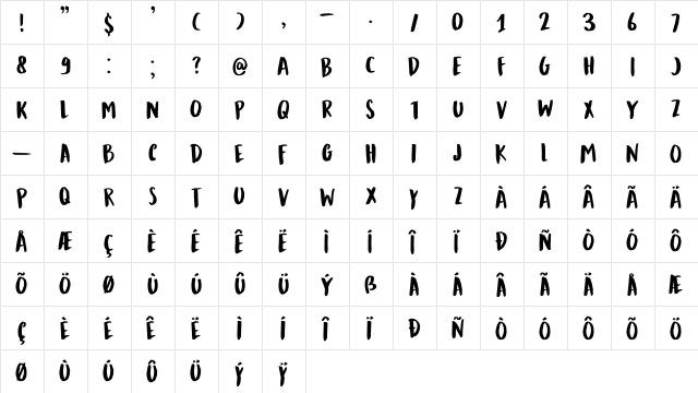 DK Mandarin Whispers Regular  glyph index