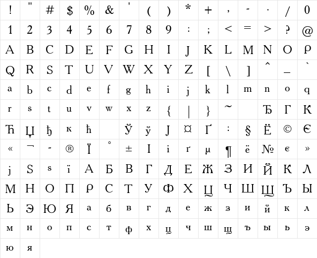 ft43n Regular  glyph index
