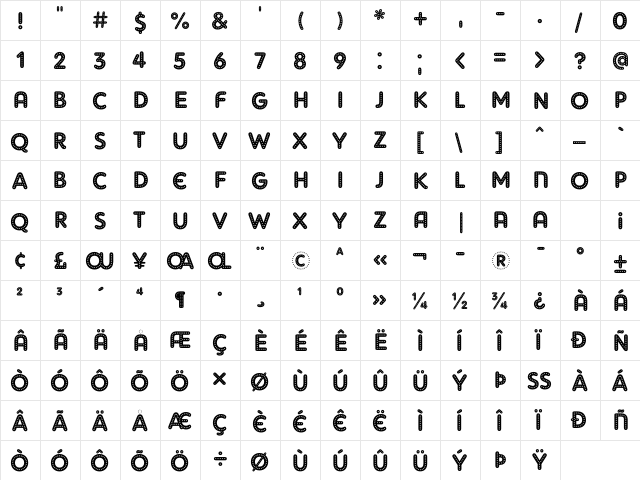 AdamGorry-Lights Regular  glyph index