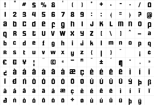 Formula S  glyph index