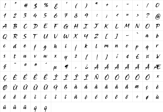Midnight Drive Two  glyph index