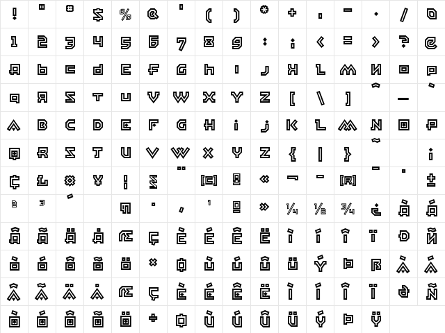 EastBlocICG OpenAlt  glyph index