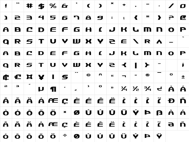 Jannisaries Expanded Expanded  glyph index