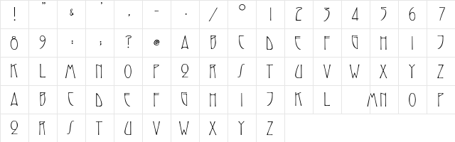 Paxton Regular  glyph index