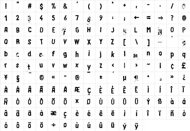 LTRussischBrot EatMix Medium  glyph index