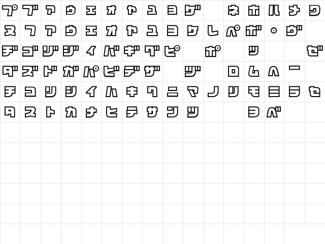 D3 Cosmism Katakana Regular  glyph index
