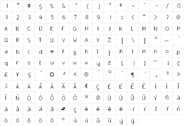 Gonza Medium  glyph index