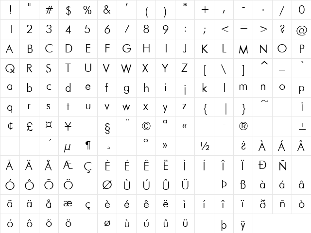 Loving 24 Regular  glyph index