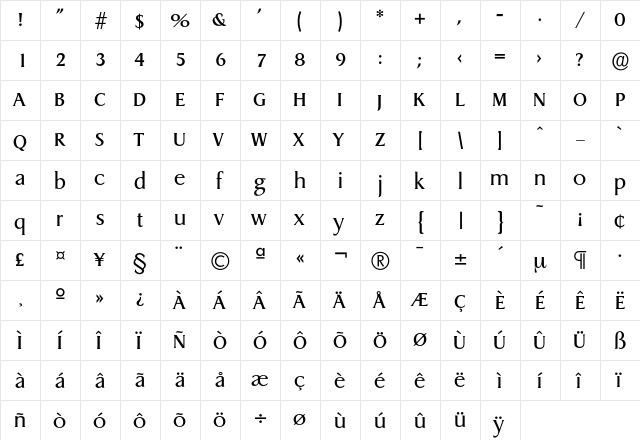 Dragon-Regular Regular  glyph index