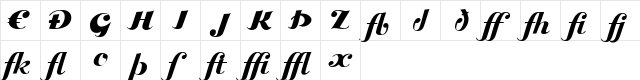 Bolero Extras Regular  glyph index