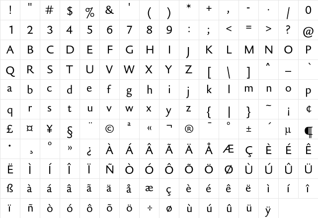 DTLHaarlemmerSansD Regular  glyph index