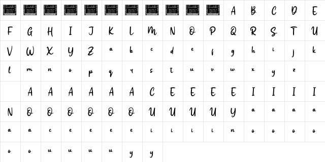 Gerdingan Personal Use  glyph index