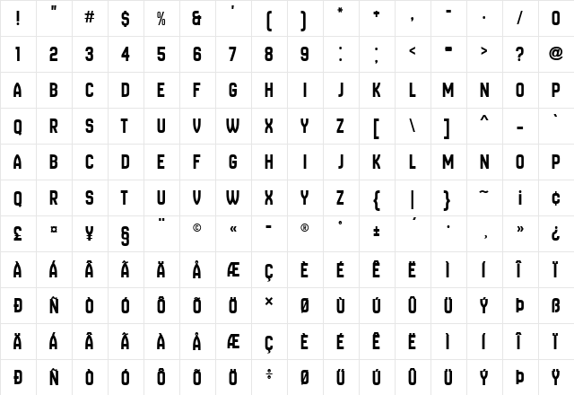 New Amsterdam Regular  glyph index