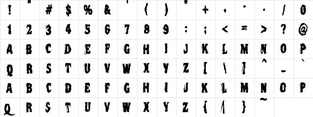 VTC NightOfTheDeadCorruptCaps Regular  glyph index
