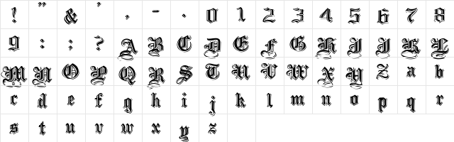EmbossedBlackWide Normal  glyph index