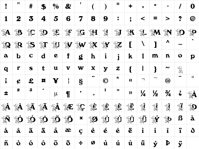 Babyputte Becker Normal  glyph index