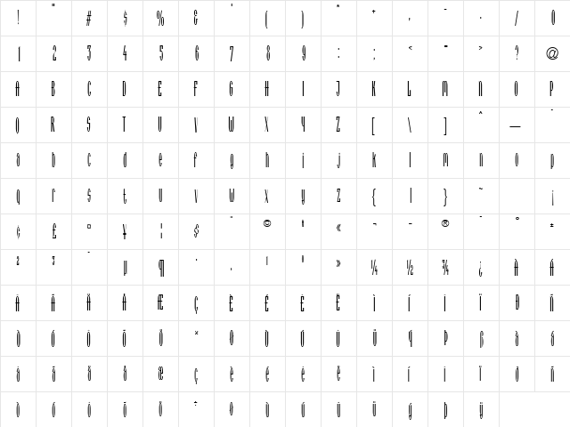 SpitbolAlternateSSK Regular  glyph index