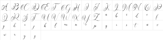 Sunchery Script  glyph index
