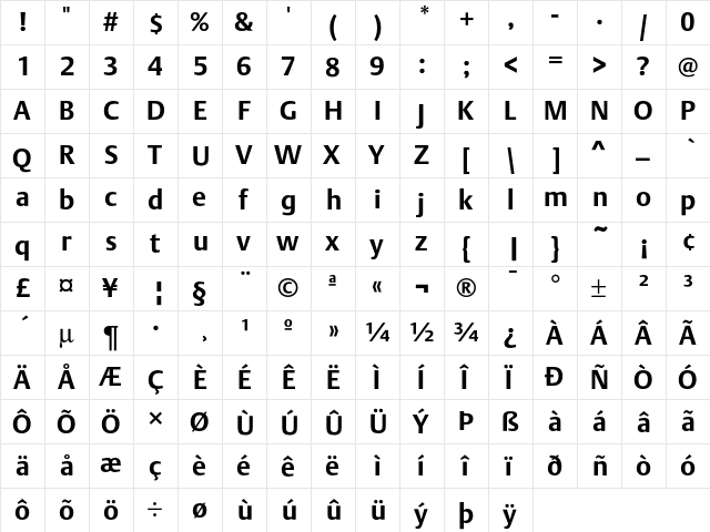 DTLArgoT Bold  glyph index