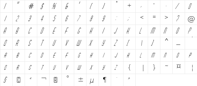 a_HuxleyCaps Italic  glyph index