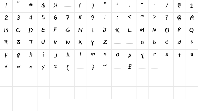Calligstrophe Medium  glyph index