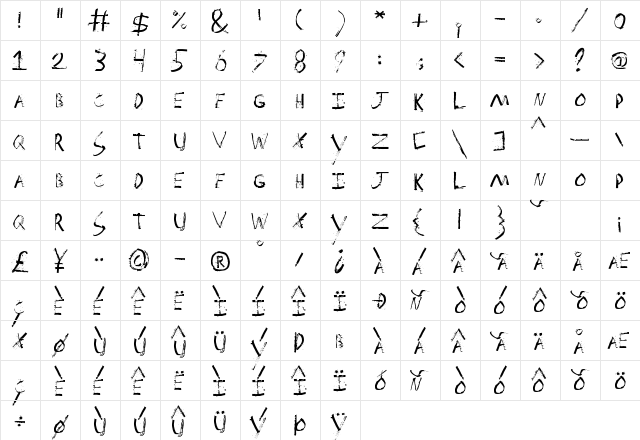 Spackler Regular  glyph index