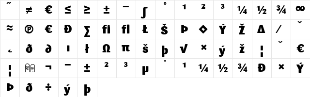 Sari Black  glyph index