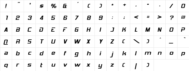 Conica 1244 Regular  glyph index