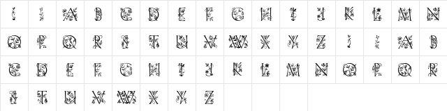 Lilith-Initials Regular  glyph index