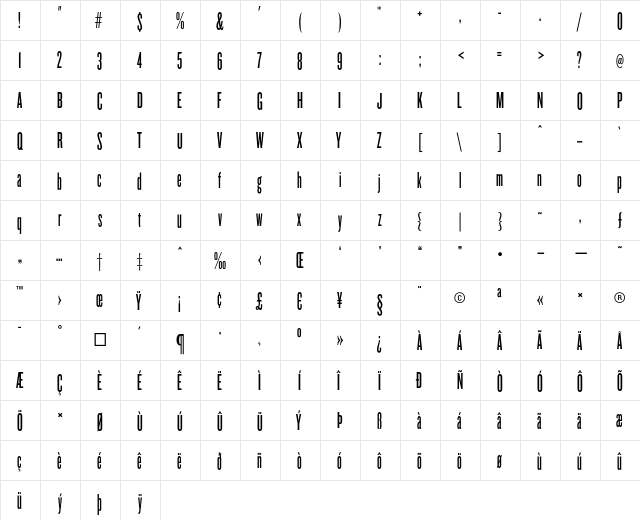 Knockout HTF46-Flyweight  glyph index