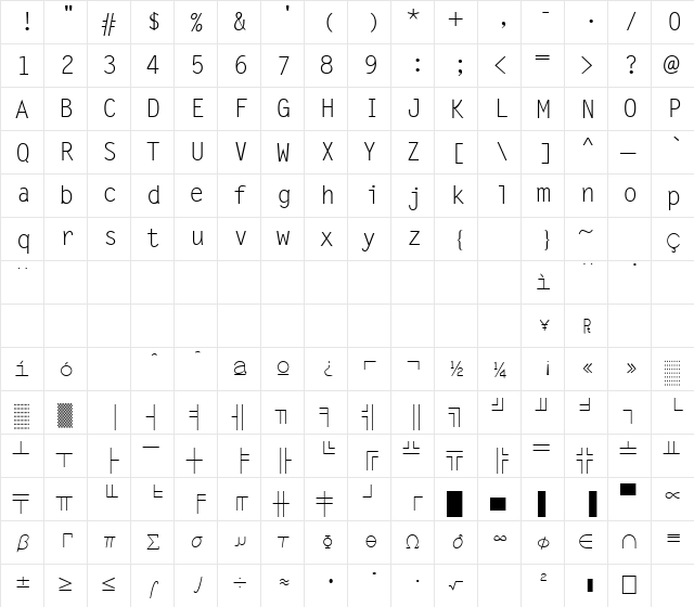 Line Draw Normal  glyph index