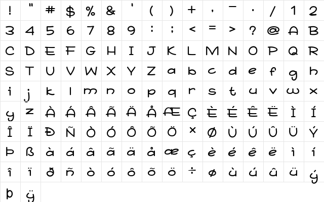 Star Jazz Regular  glyph index