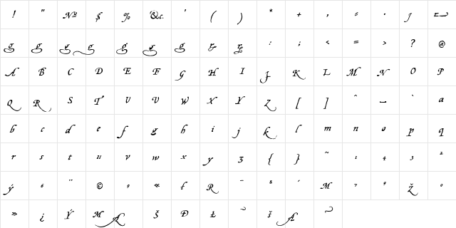 Opsmarckt Medium  glyph index