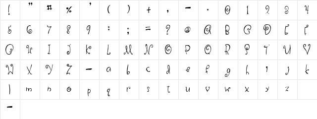 2Peas DW Curls and Swirls Regular  glyph index