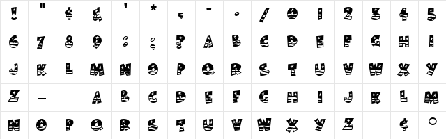 Bodie MF Flag  glyph index