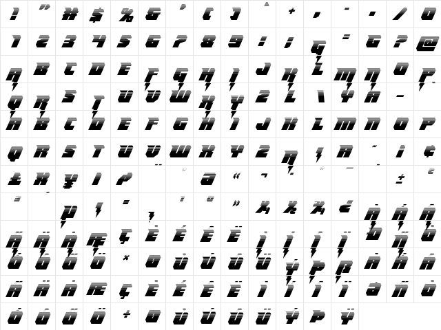 Thunder Titan Halftone Regular  glyph index