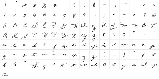 FG Rakel Regular  glyph index