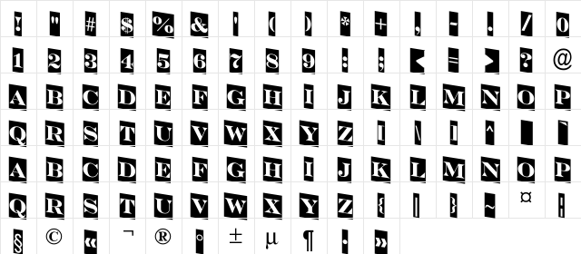 a_SeriferTitulCmDn Regular  glyph index