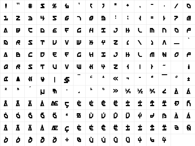 Scarab Script Bold Bold  glyph index