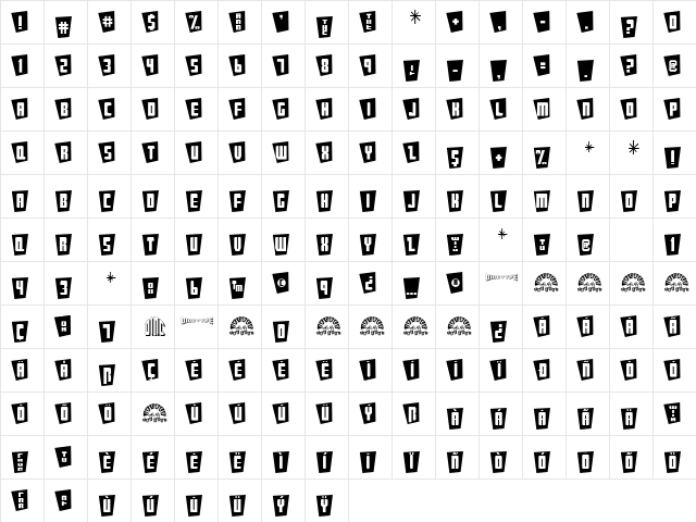 JetAge HiFi Regular  glyph index