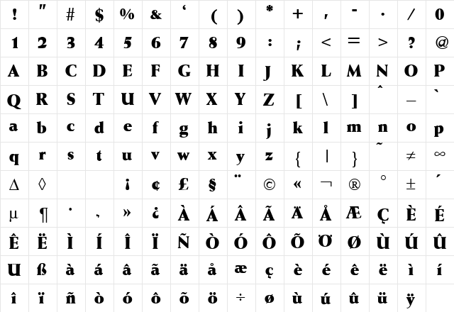 WaizeExtrabold Regular  glyph index